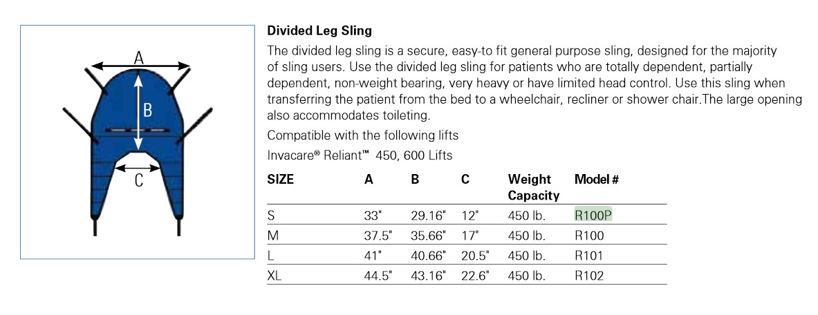 Invacare Divided Leg Patient Lift Sling with Headrest